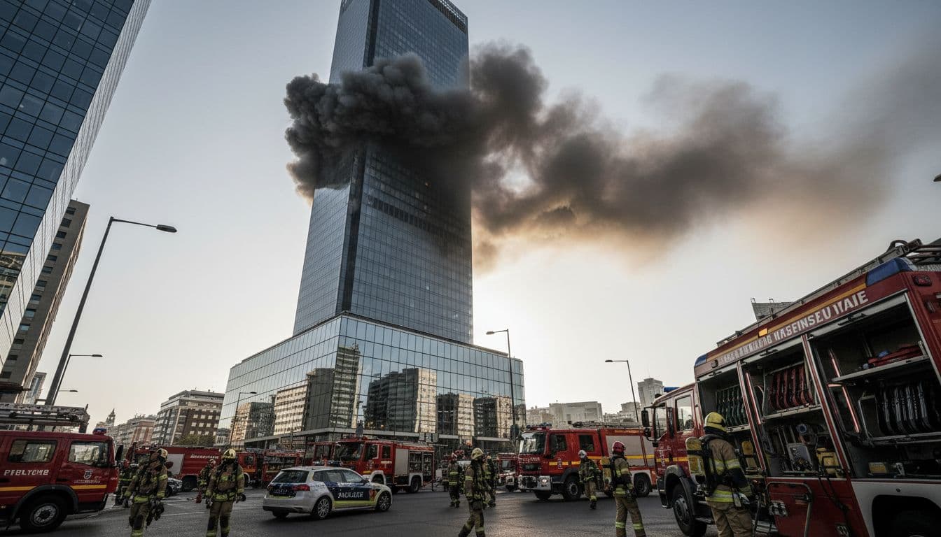 Explosão num arranha-céus de Madrid obriga a esvaziar a torre da Moeve