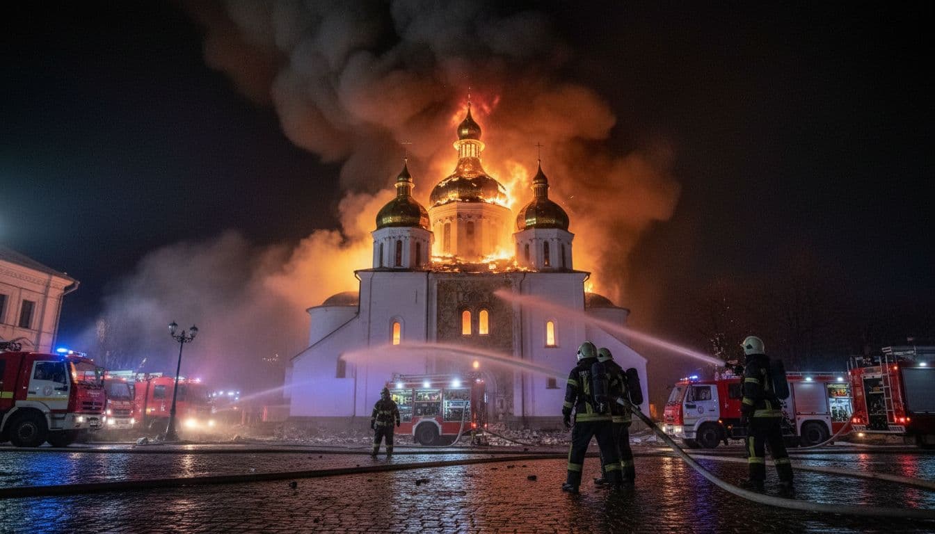 Kiev acorda sob ataque russo que incendeia a histórica Catedral da Dormição