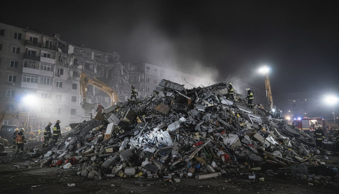 O ataque russo a Kiev derrubou um edifício residencial e provocou cinco mortos
