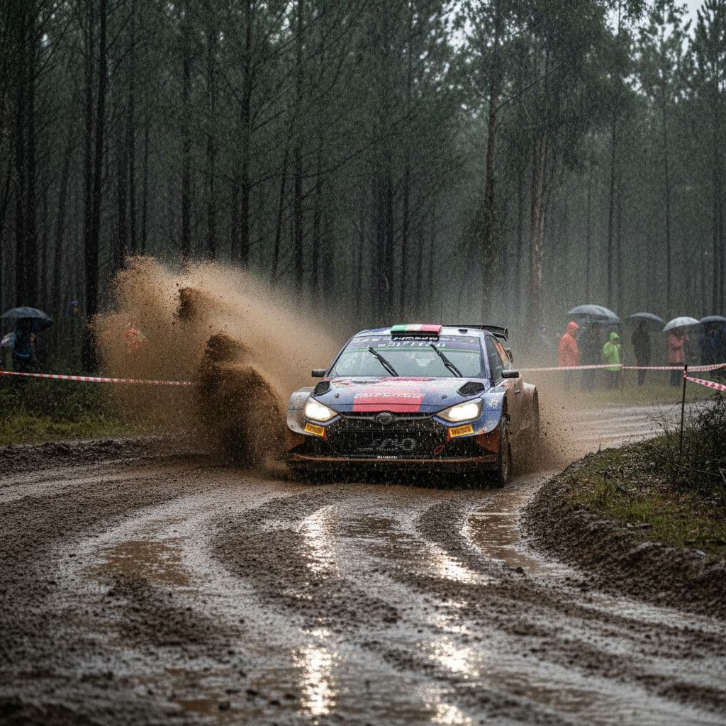 Oliver Solberg lidera Rali de Portugal após troço à chuva em Paredes
