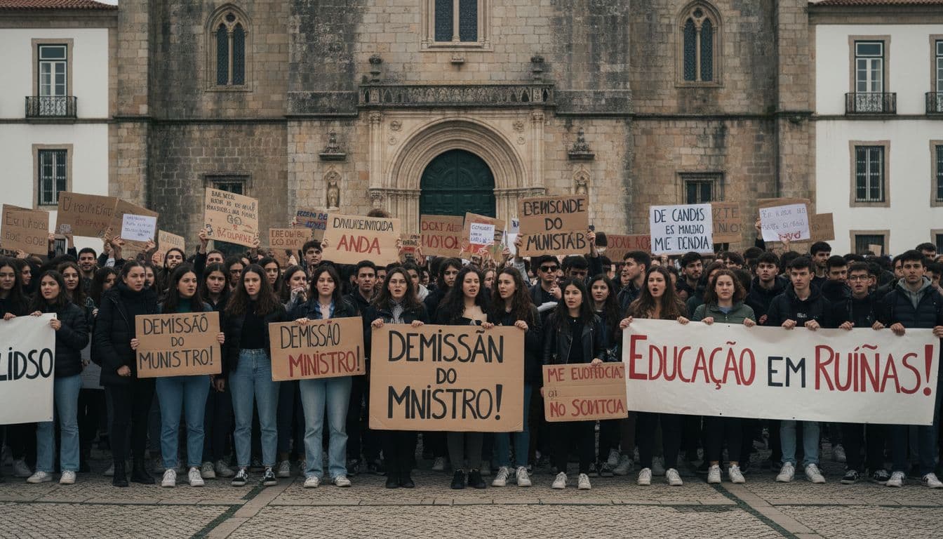 Universitários de Coimbra exigem demissão do ministro da Educação por crise no ensino